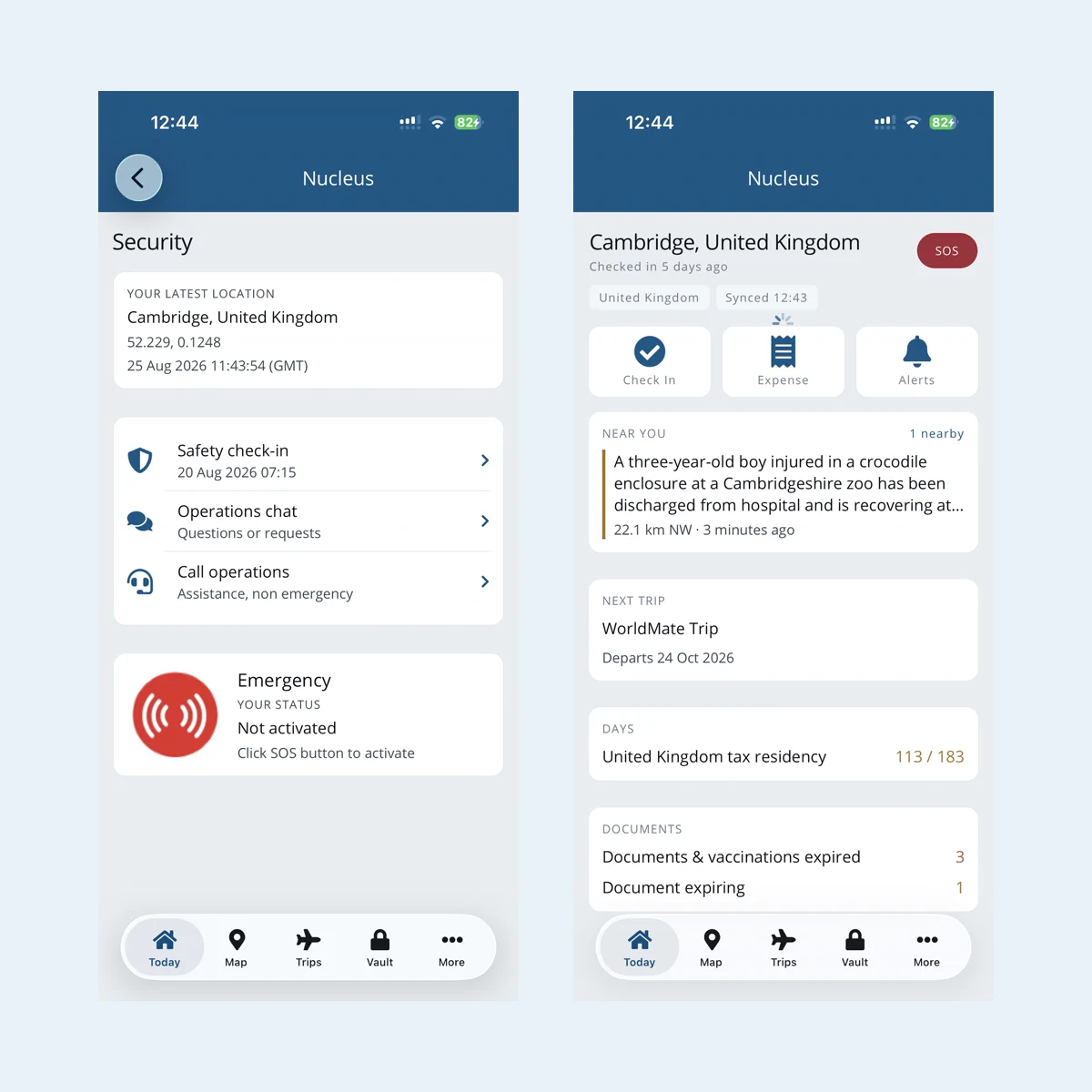 Automated check-ins in the Voyage Manager app